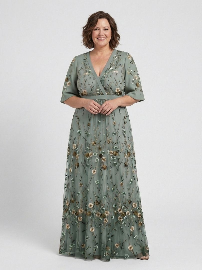 Melodi – Vestito lungo floreale con scollo a V