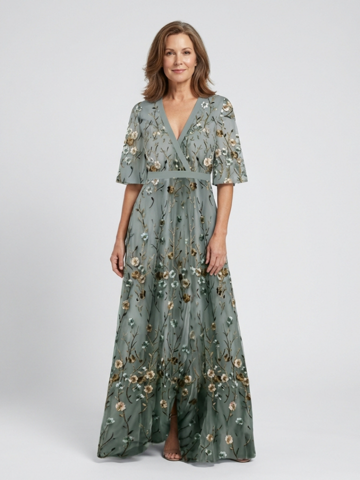 Melodi – Vestito lungo floreale con scollo a V