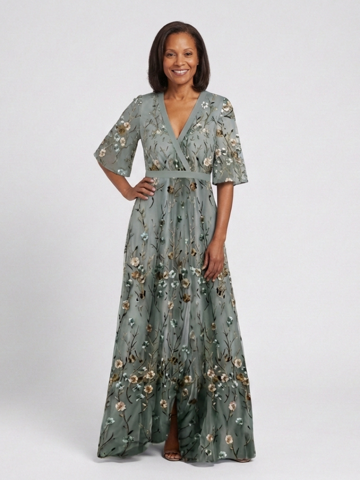 Melodi – Vestito lungo floreale con scollo a V