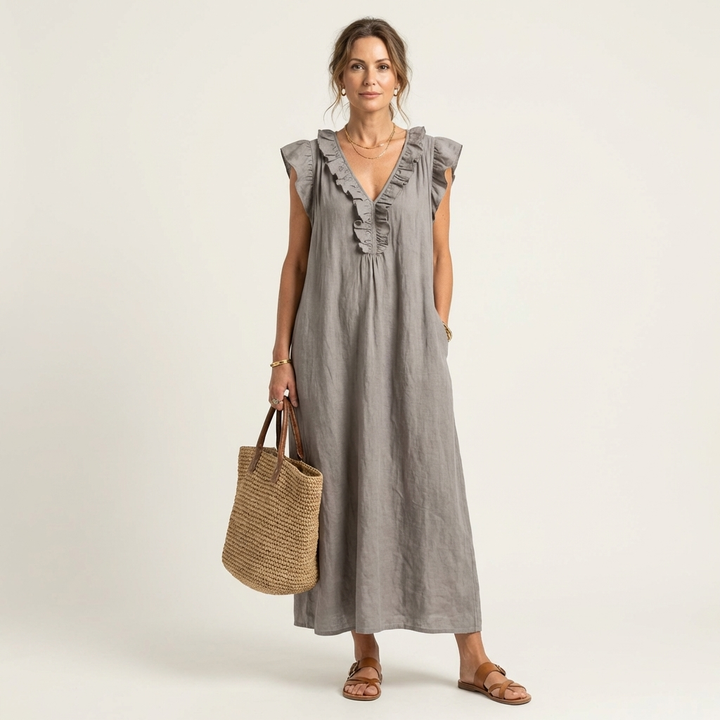 Josette | Abito Maxi con Rouches a V
