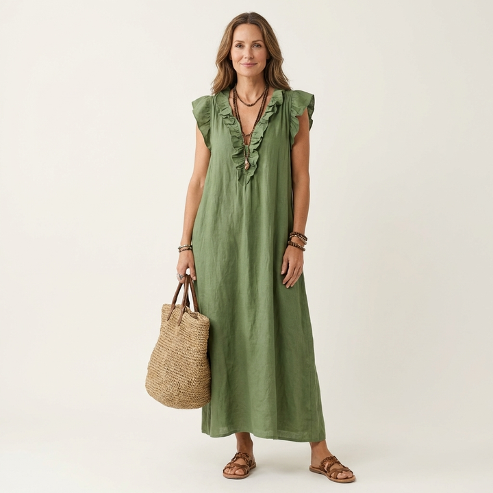 Josette | Abito Maxi con Rouches a V