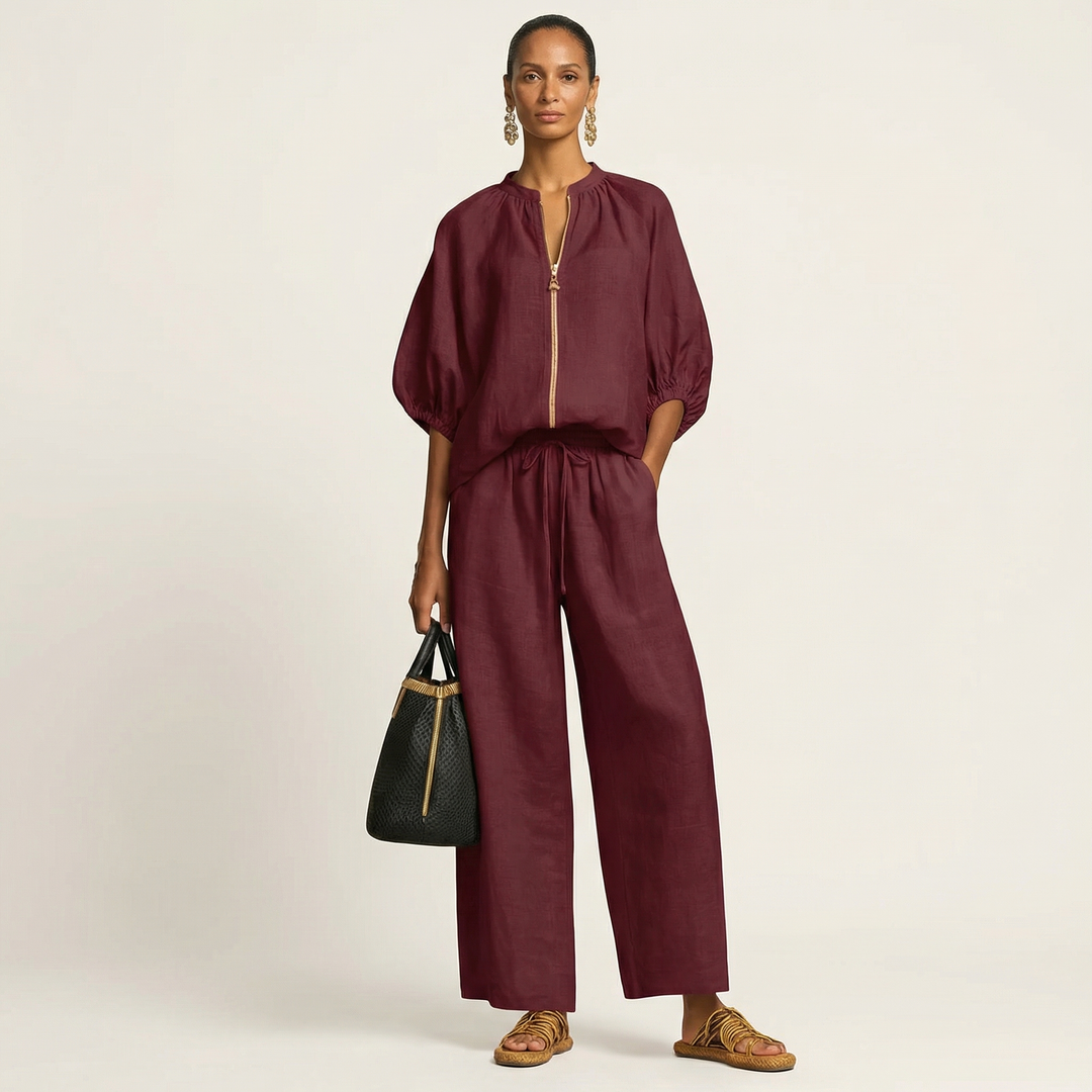Marlowe | Set con Maniche a Palloncino e Zip Frontale