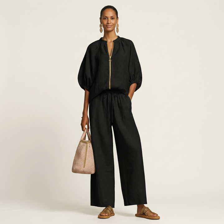 Marlowe | Set con Maniche a Palloncino e Zip Frontale