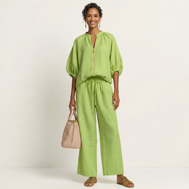 Marlowe | Set con Maniche a Palloncino e Zip Frontale