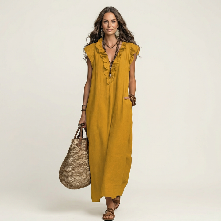 Josette | Abito Maxi con Rouches a V