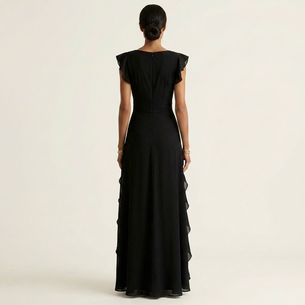 Nellyana | Abito Maxi con Scollo a V e Maniche a Sbuffo