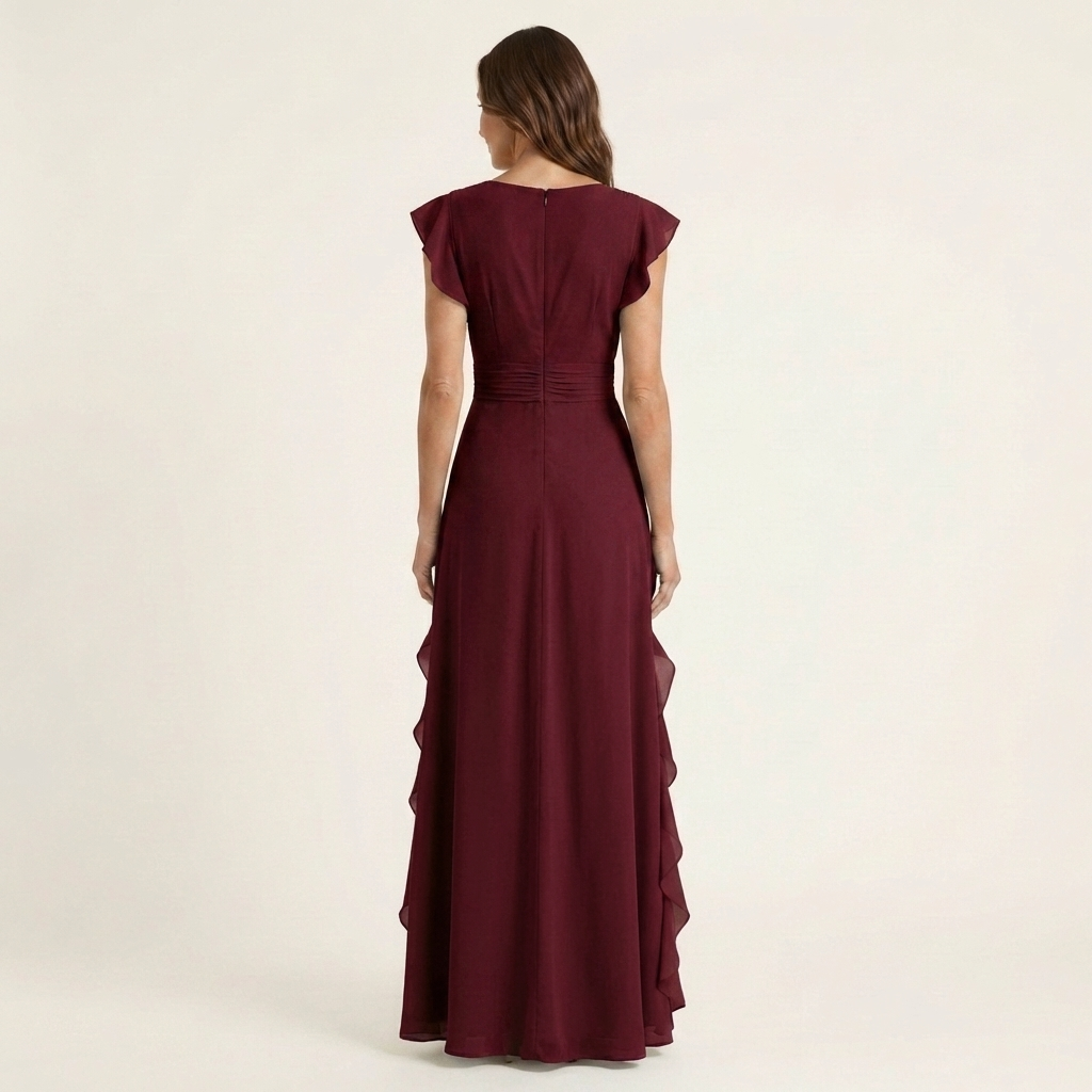 Nellyana | Abito Maxi con Scollo a V e Maniche a Sbuffo