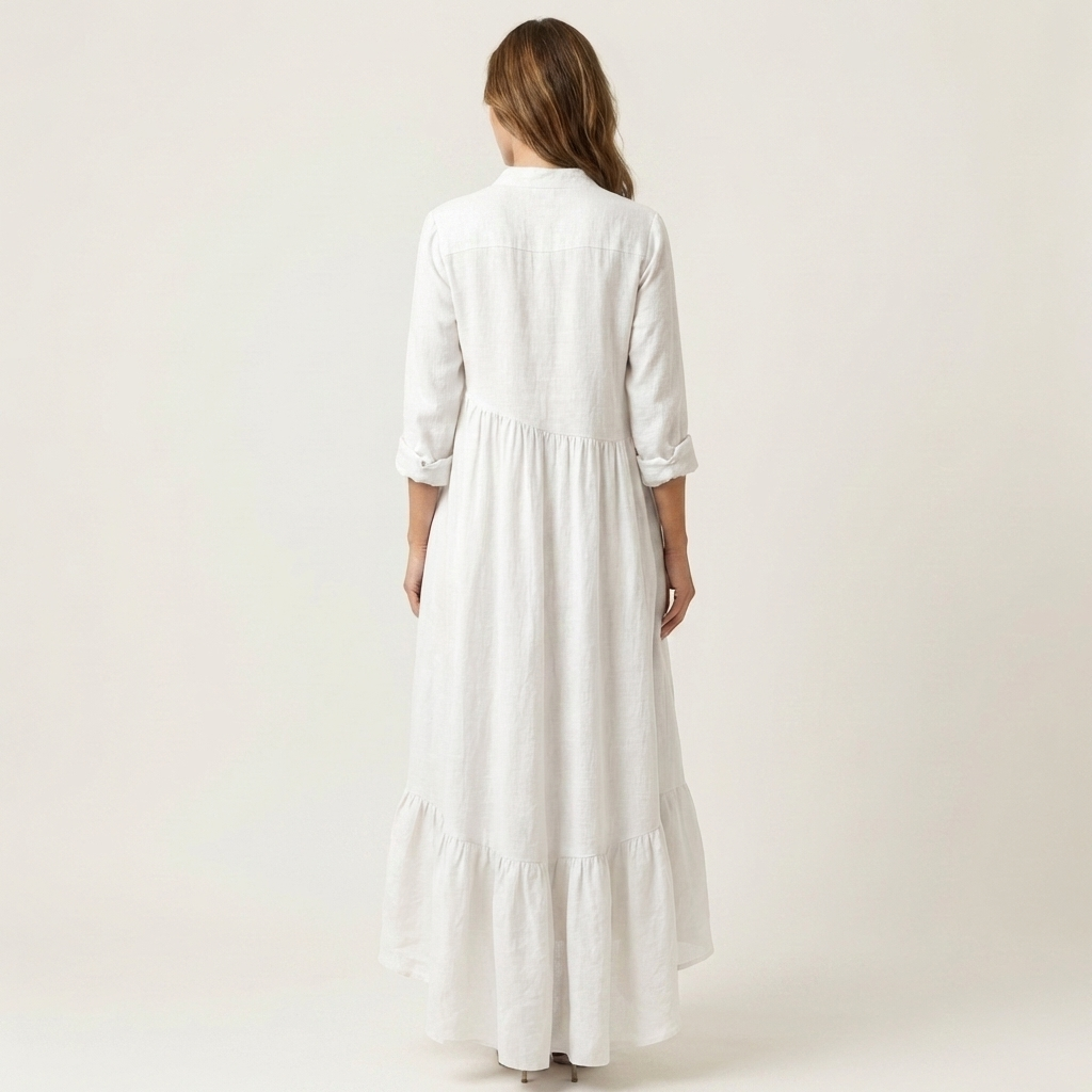 Jilana | Abito Maxi con Collo alla Francese e Bottoni