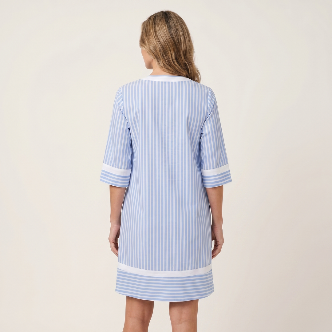 Sanina | Abito in cotone a righe con scollatura a V e bordi a contrasto