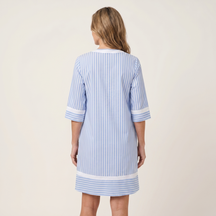 Sanina | Abito in cotone a righe con scollatura a V e bordi a contrasto