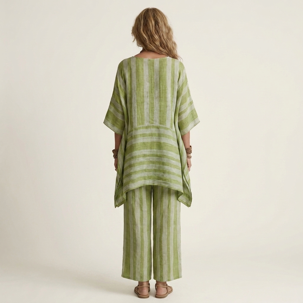 Kiara | Set in Cotone-Lino a Due Pezzi a Righe