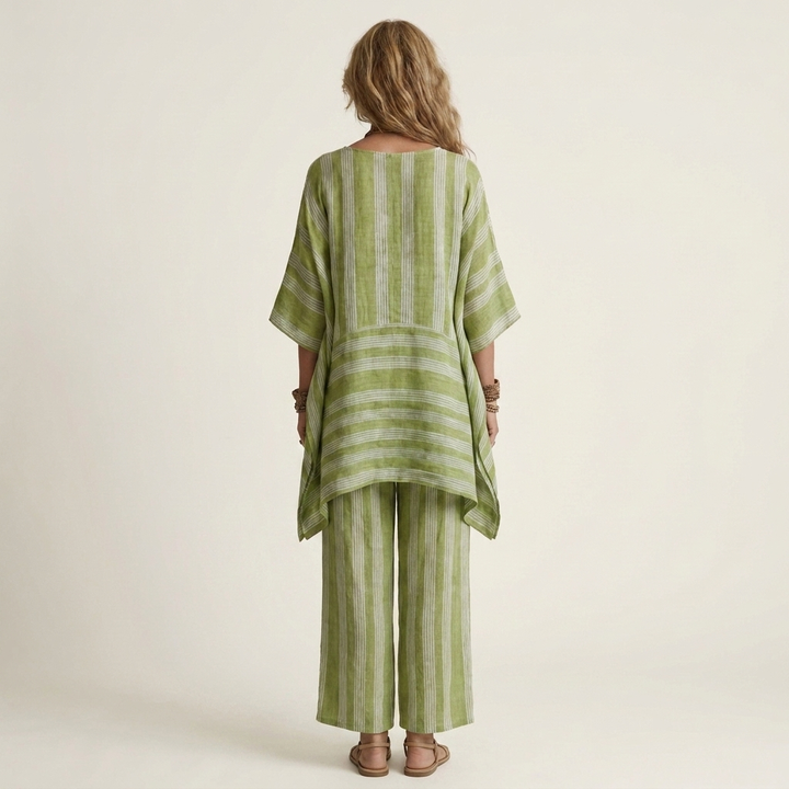 Kiara | Set in Cotone-Lino a Due Pezzi a Righe