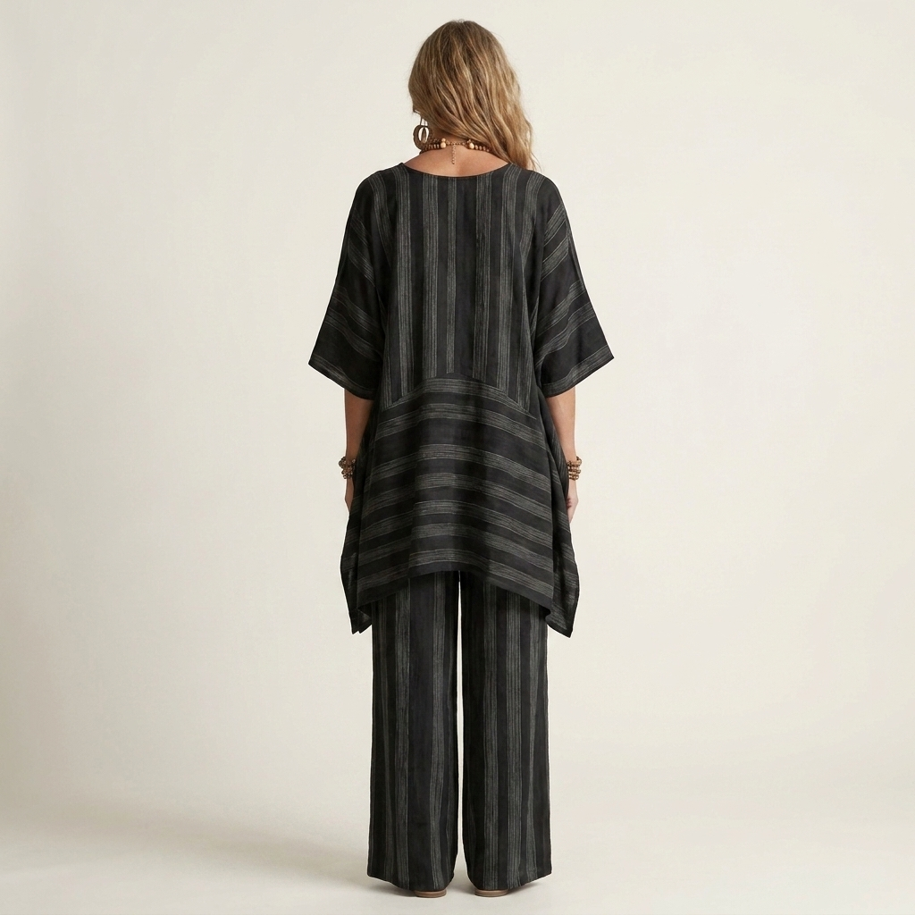 Kiara | Set in Cotone-Lino a Due Pezzi a Righe