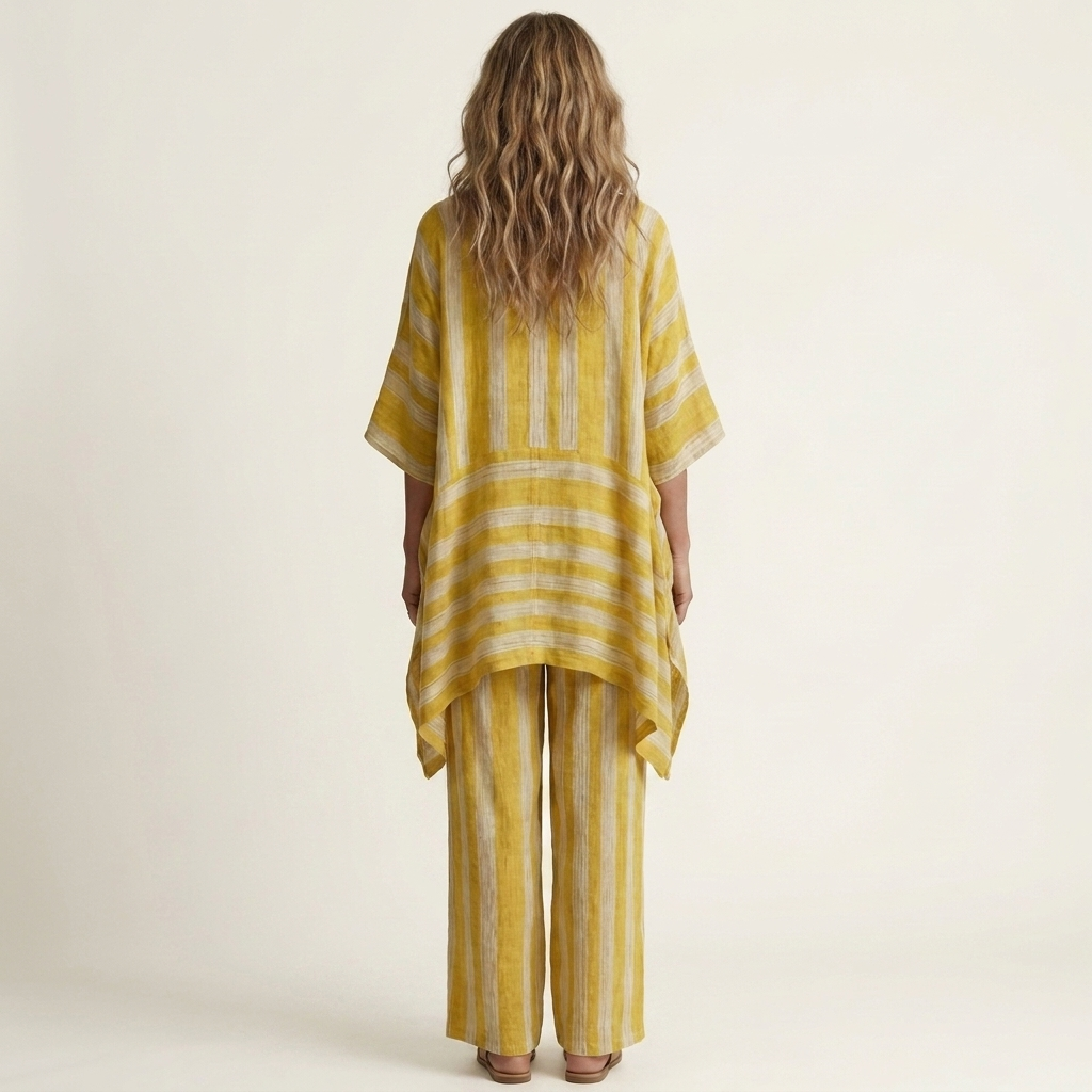Kiara | Set in Cotone-Lino a Due Pezzi a Righe