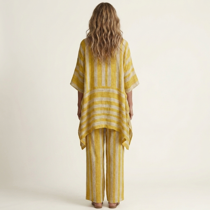 Kiara | Set in Cotone-Lino a Due Pezzi a Righe