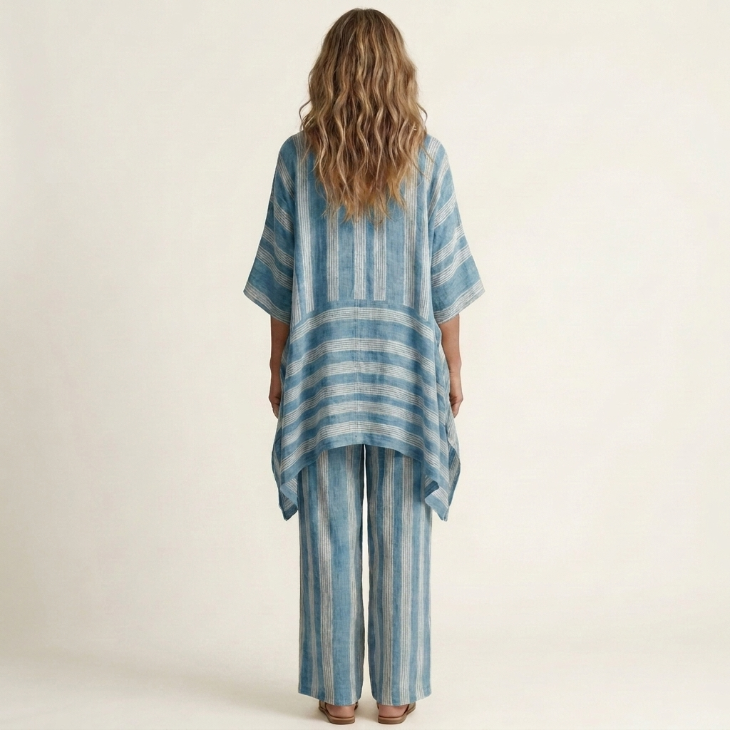 Kiara | Set in Cotone-Lino a Due Pezzi a Righe