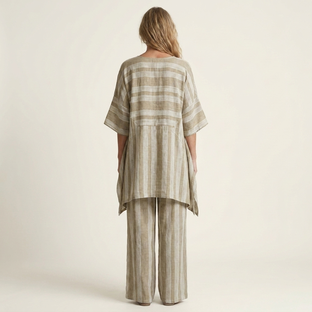 Kiara | Set in Cotone-Lino a Due Pezzi a Righe