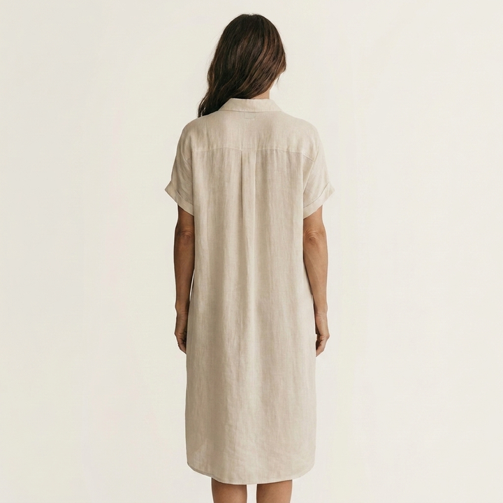 Nidalie | Abito Camicia Midi con Maniche Arrotolate