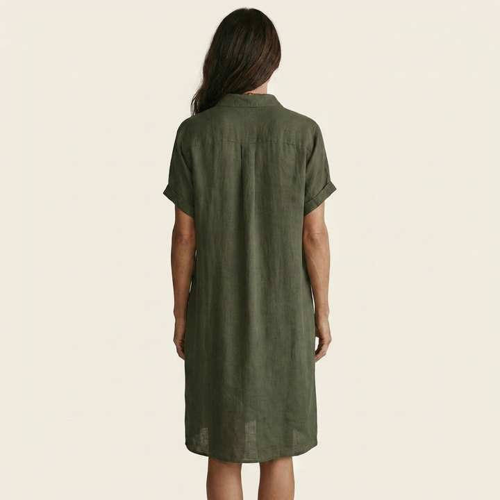 Nidalie | Abito Camicia Midi con Maniche Arrotolate