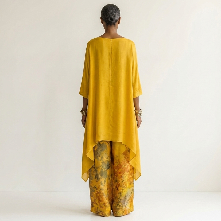 Cariola | Set Due Pezzi in Cotone-Seta con Tunica Asimmetrica