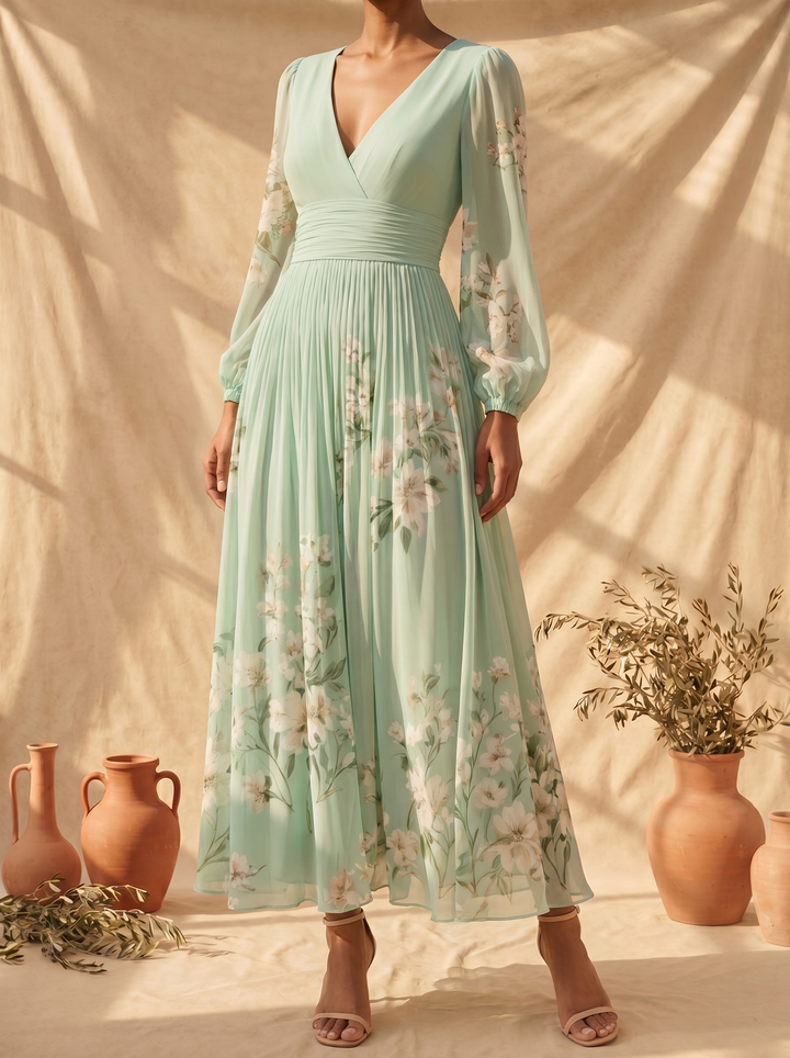 Cisella™ | Abito Midi Verde Fiorabella