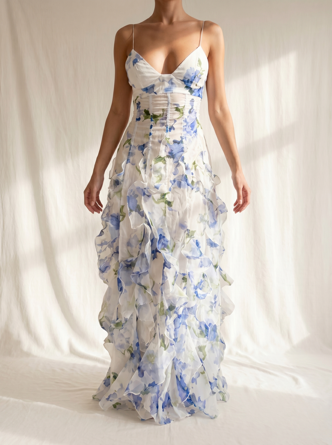 Uri™ | Abito Midi Fiorabella con Rouches