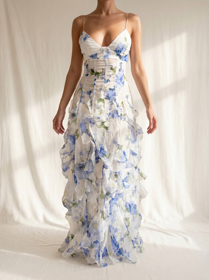 Uri™ | Abito Midi Fiorabella con Rouches