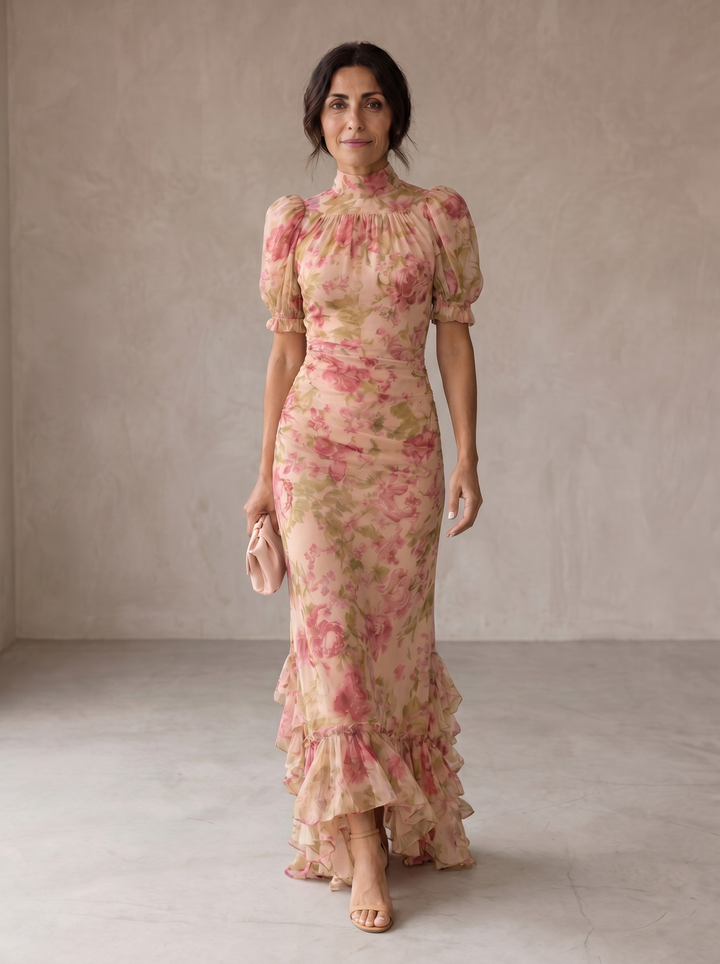 Rosario™ | Abito Lungo Fiorabella in Chiffon