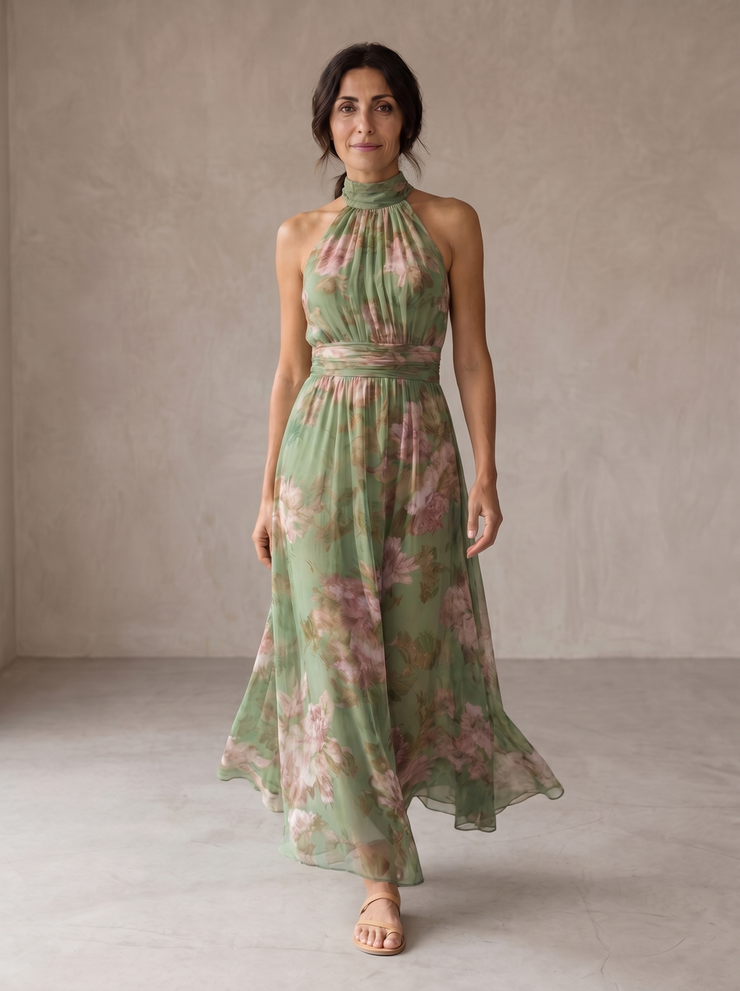 Livia™ | Abito Maxi Halter Petaloria