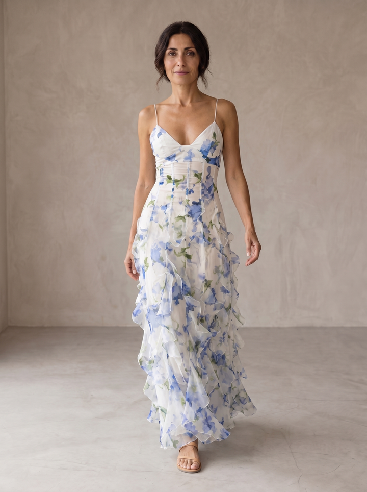 Uri™ | Abito Midi Fiorabella con Rouches