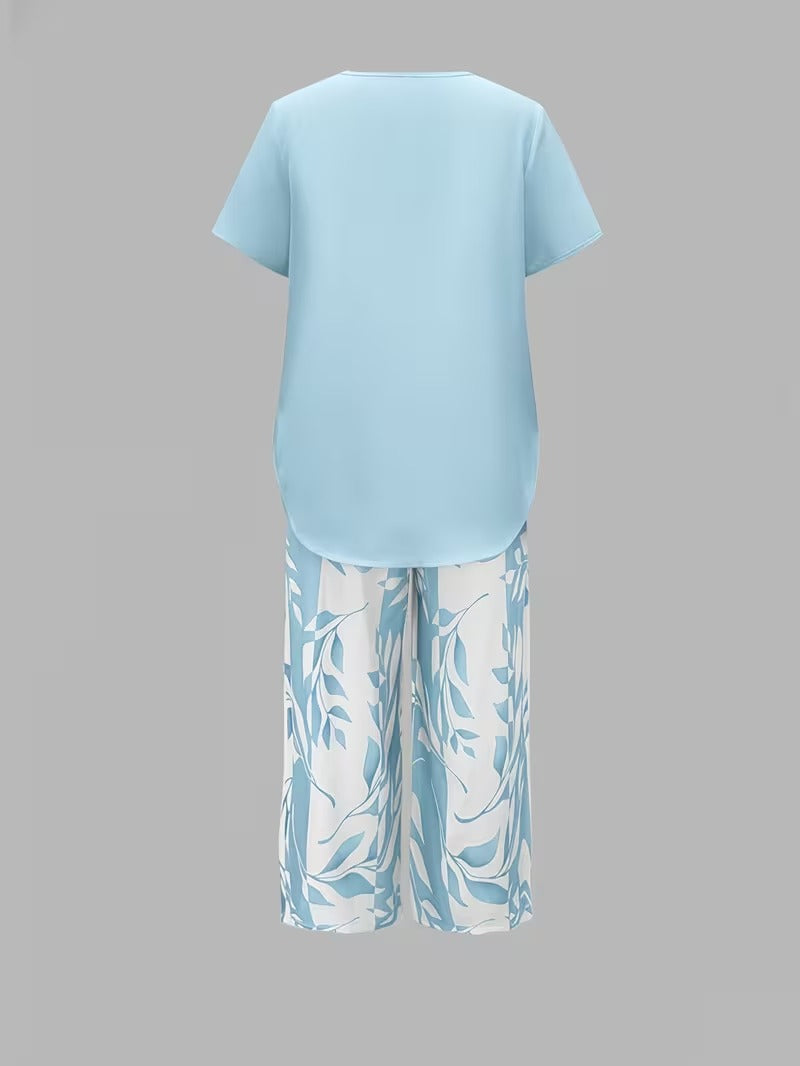 Avy™ | Completo due pezzi casual con stampa a foglie