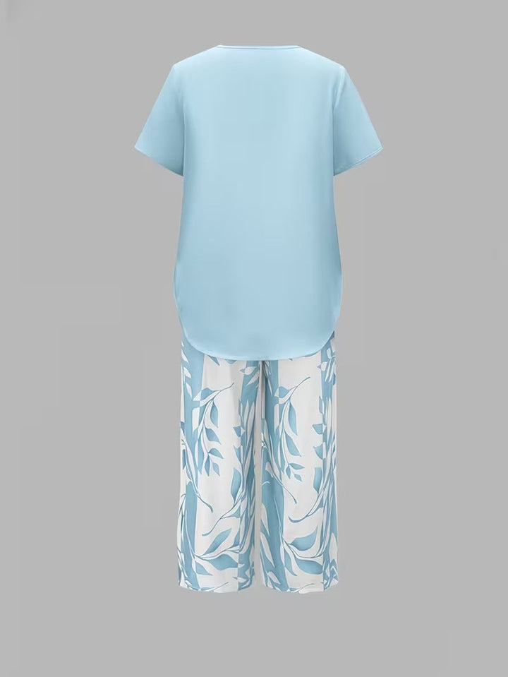 Avy™ | Completo due pezzi casual con stampa a foglie
