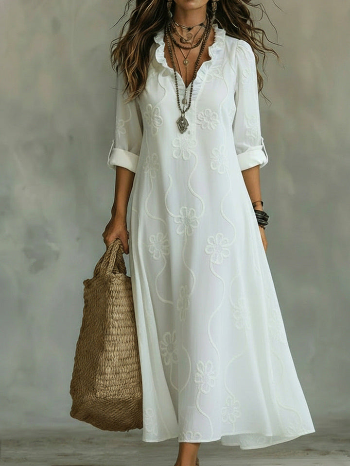 Máriam – Vestito maxi con motivo floreale tonale