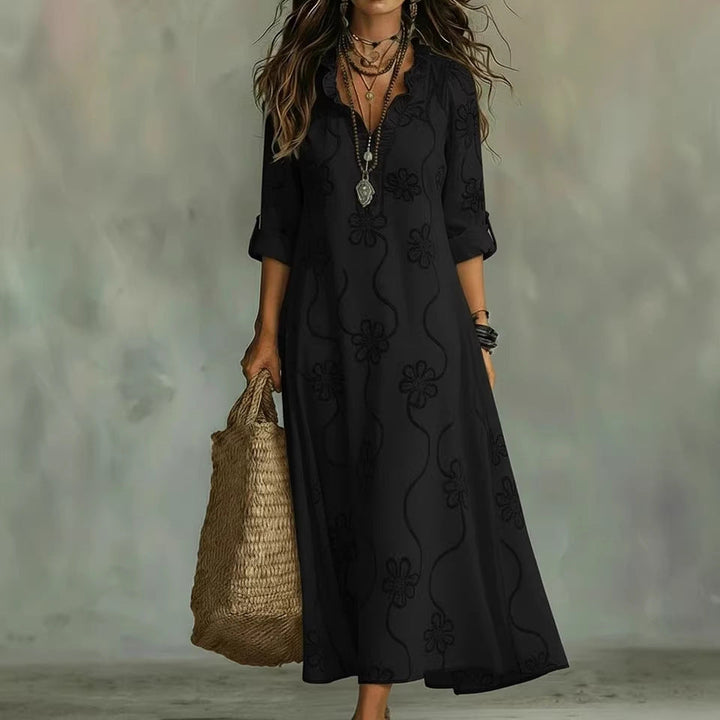 Máriam – Vestito maxi con motivo floreale tonale