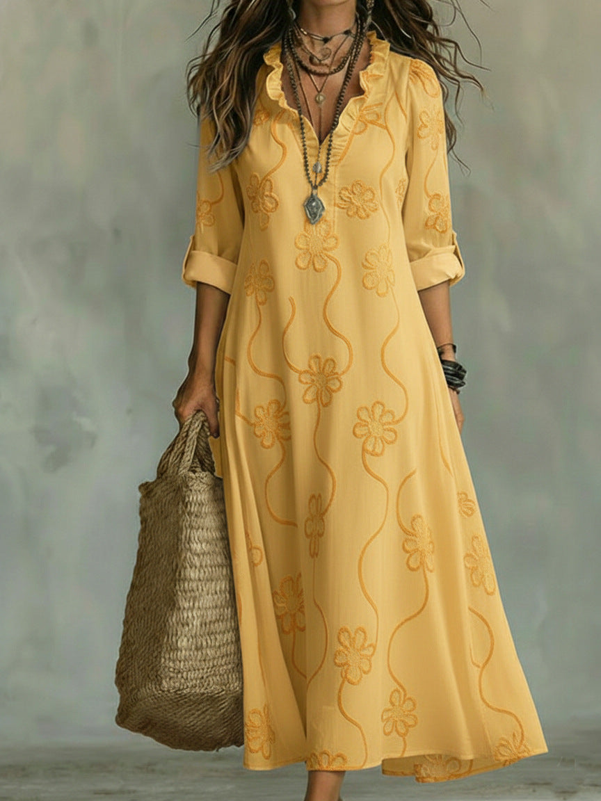 Máriam – Vestito maxi con motivo floreale tonale