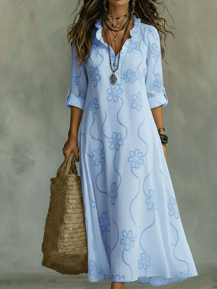 Máriam – Vestito maxi con motivo floreale tonale