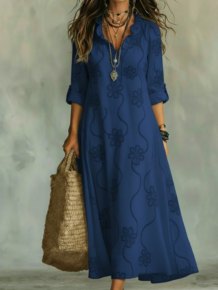 Máriam – Vestito maxi con motivo floreale tonale